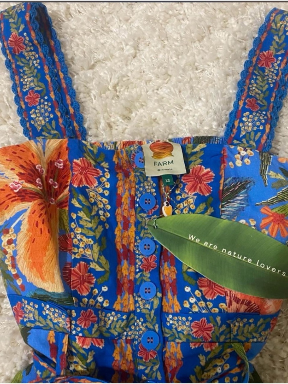Farm Rio Stitched Garden Floral Button-Front Romper with Tie Waist - Picture 4 of 5